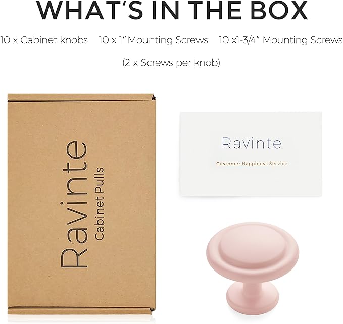 Ravinte 10 Pack 1-1/4 Inch Kitchen Cabinet Knobs Pink Frosted Zinc Pulls Door Handles for Dresser Drawers