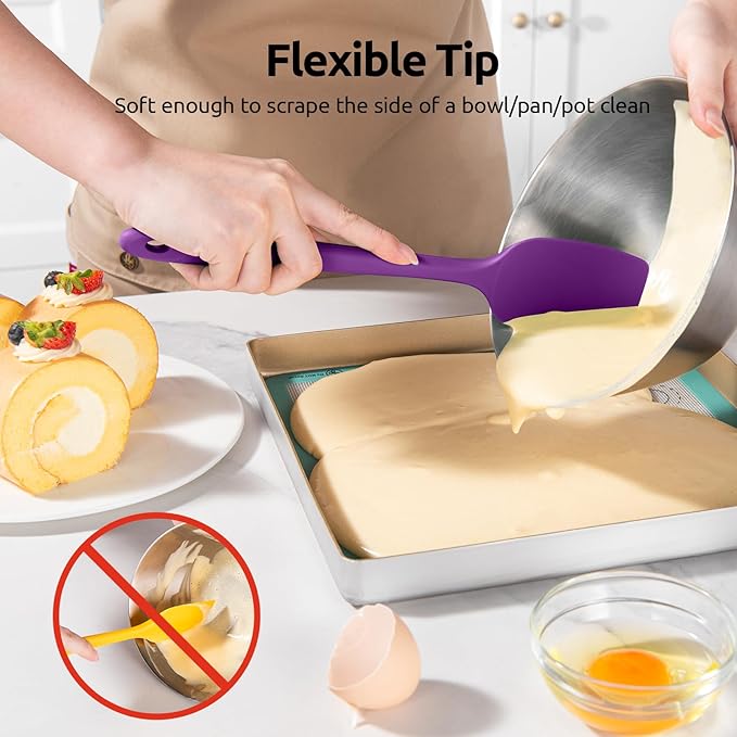 U-Taste Heat Resistant Silicone Spatula - 600쨘F Hot-Proof Food Grade Kitchen Baking Bowl Scraper, Flexible and Sturdy Rubber Cooking Utensil for Mixing Scraping in NonStick Cookware (4 Pcs, Colorful)