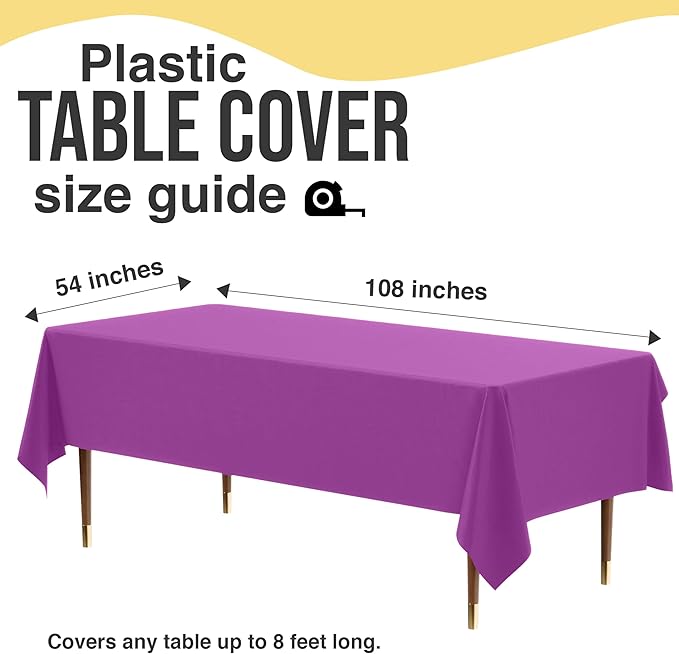 Exquisite 66% Thicker Premium Plastic Table Cloth Rectangle Table Cover 0.5 Mil 24 Pack Magenta Table Cloth 54 Inch x 108 Inch Disposable Tablecloth Won't Tear Easily Like Cheap Thin Brands