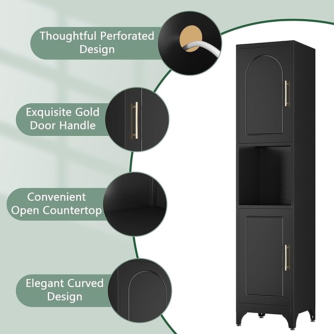 Tall Bathroom Storage Cabinet,Freestanding Storage Cabinet with Doors and Shelves,Slim Bathroom Cabinet,Small Cabinets for Living Room,Pantry