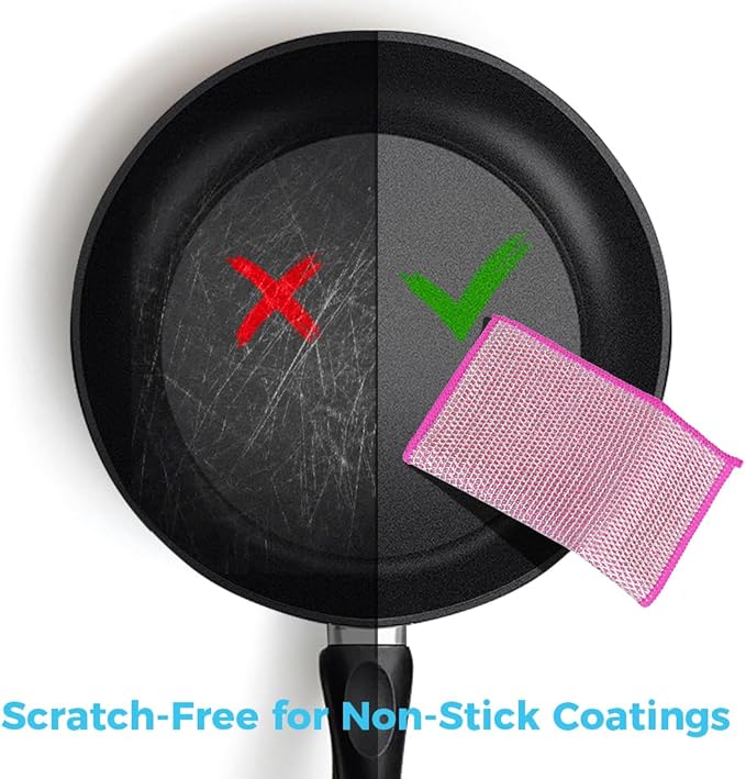 AIDEA Non Scratch Wire Dishcloth 24PK, Upgraded Wire Dishwashing Rag for Kitchen, Dual Sided, Washable Dish Cloths, Cleaning Pads Steel Scrubber for Cookware, Sinks, Dishes, Stove Tops, 7"횞8"