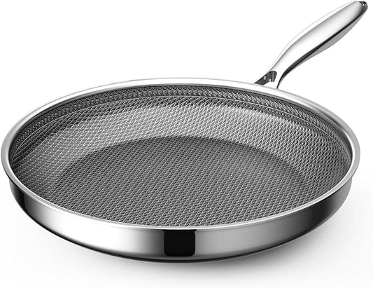 Hybrid Nonstick 8-Inch Frying Pan,Non Stick Frying Pan,PFAS PFOA PTFE Free,Stay-Cool Handle, Dishwasher-Friendly, Oven-Safe Up to 600째F, Induction Ready, Compatible with All Cooktops