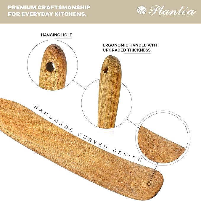 Skinny Wooden Spurtle Set of 2 for Sourdough Starter ??Handcrafted Wooden Sourdough Stir Stick & Spatula ??Multipurpose Spurtle for Bread Dough Mixing, Cooking & Baking Tools Set