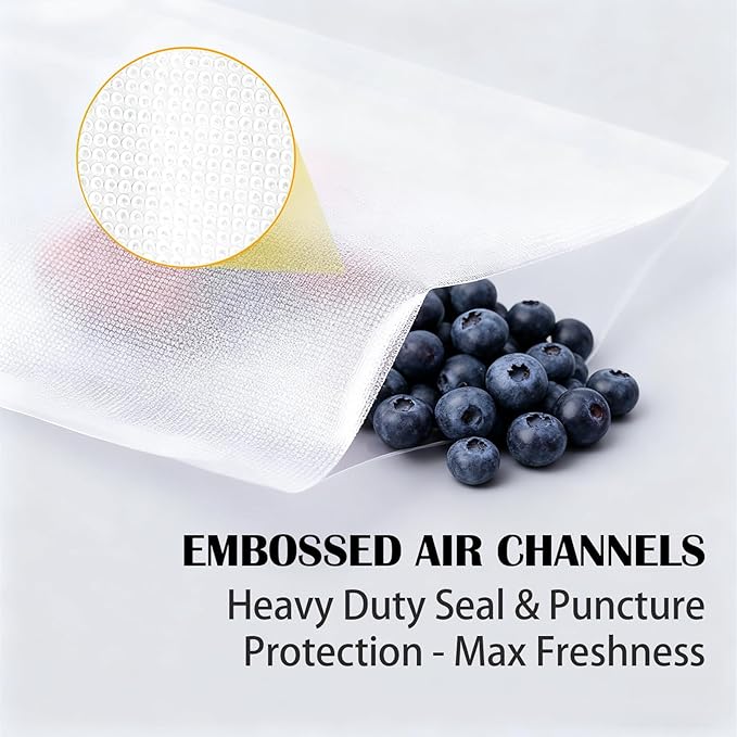 Vacuum Sealer Bags 10x7 Inch (20 PCS) - Heavy-Duty Commercial Grade, BPA-Free Reusable & Puncture-Resistant | Perfect for Food Storage, Sous Vide Cooking & Freezer Safe