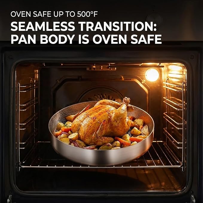 Titanium Pan, Titanium Pans For Cooking Pan with Detachable Handle, No Coating Non-Stick Skillet for Cooking, cool things to have in your kitchen Induction Compatible (8in,No pot lid)