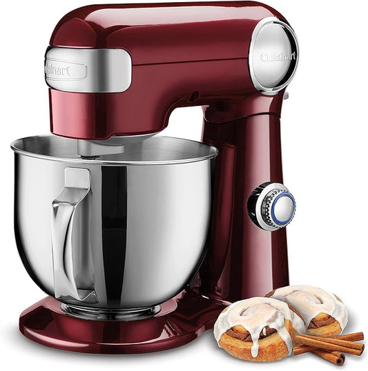 Cuisinart Stand Mixer, 12 Speed, 5.5 Quart Stainless Steel Bowl, Chef?™s Whisk, Mixing Paddle, Dough Hook, Splash Guard w/ Pour Spout, Pinot Noir, SM-50PNNAS