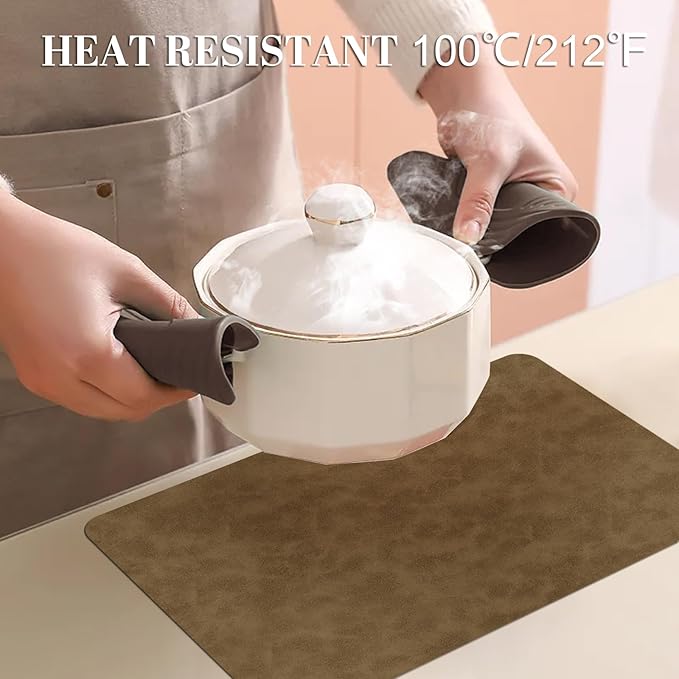 BLESWIN Faux Leather Placemats, Set of 6, 12횞17 Inch -Double Side Texture Color Table Mats, Heat-Resistant, Waterproof and Oil-Resistant, Suitable for Dining Room, Kitchen, Party, Outdoor - Khaki