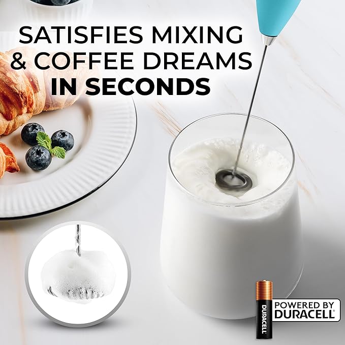 Zulay Kitchen Milk Frother Handheld Electric Whisk with AA Duracell Batteries ??Durable Drink Mixer for Coffee, Lattes, Cappuccinos & More - Sunrise