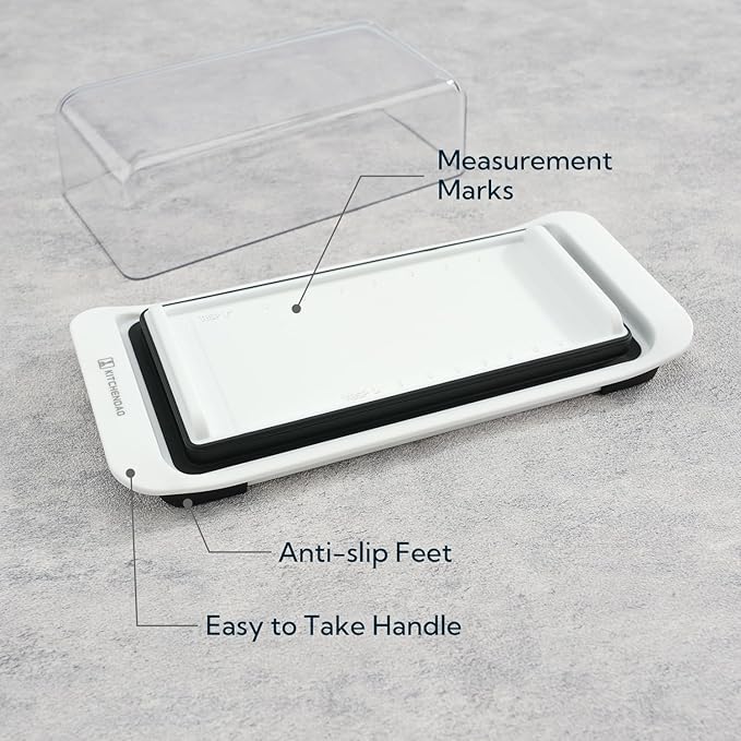 KITCHENDAO Large Airtight Butter Dish with Lid for Countertop and Fridge, Butter Keeper, Plastic Butter Holder Tray for 2 Sticks East Coast/West Coast/European Style/ Kerrygold Butter/ Cream Cheese