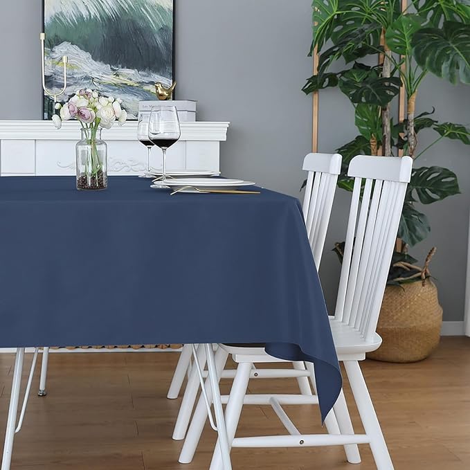 Easy-Going 6 Pack Navy Tablecloths 60x102 Inch for 6 Ft Rectangle Table, Washable Polyester Waterproof Stain Resistant Table Cloth, Decorative Table Cover for Kitchen, Dining Tables, Events