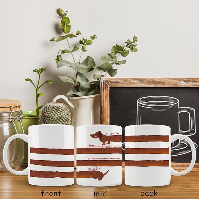 Dachshund Valentines Coffee Mug Ceramic 11oz - Dachshund Gifts for Women Dog Lovers Dog Mom, Dachshund Mug Gifts, Weiner Dog Valentines Day Gifts