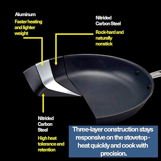 Misen Carbon Nonstick??Frying Pan ??Carbon Steel Pan, Naturally Nonstick No-Coating Surface, Ultra-Durable & Oven-Safe, Induction & Gas Compatible - 10 Inch