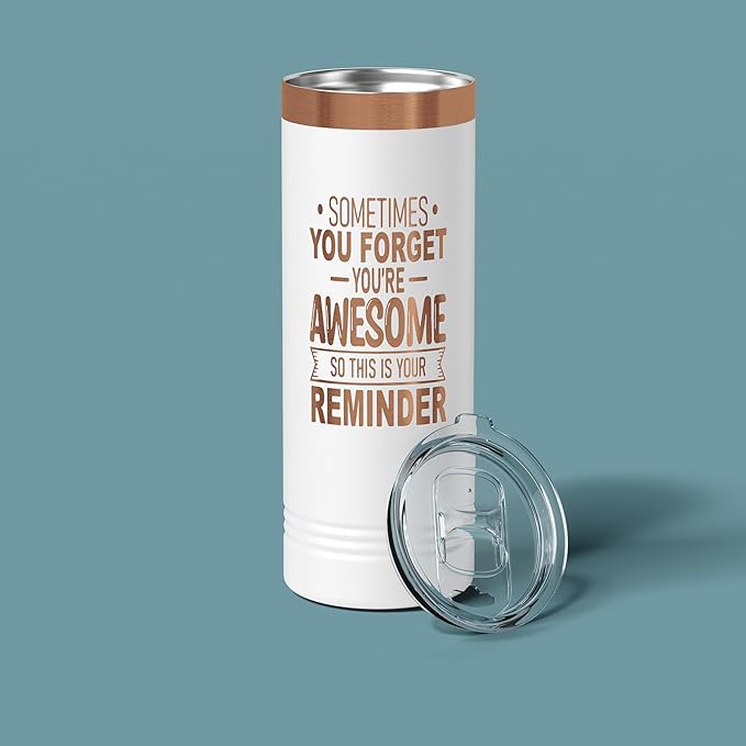 Spotted Dog Company Inspirational Tumbler, Inspirational Gifts for Men Dad Father Wife Sister Women, Birthday For Him Her, You?셱e Awesome Tumbler, Teacher Coworker Gifts 22oz White Copper