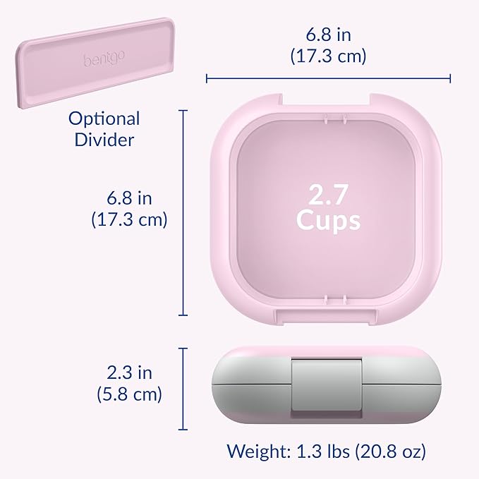 Bentgo Chill Mini Leak-Proof Lunch Box ??Built-In Ice Pack Keeps Food Cold, 2.7-Cup Capacity for Snacks or a Sandwich, 3 or 4 Compartments, PFAS & BPA-Free, Ideal for Adults & Kids 3+ (Lilac Mist)