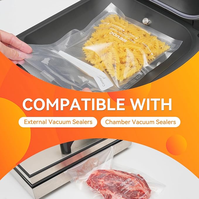 Wevac 8??x 150??Food Vacuum Seal Roll Keeper with Cutter, Ideal Vacuum Sealer Bags for Food Saver, BPA Free, Commercial Grade, Great for Storage, Meal prep and Sous Vide (8" x 150')