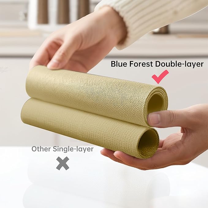 Blue Forest | Rectangular Faux Linen Placemats Set of 6 | Dual- Layered Thickened for Durability | Heat Resistant | Machine Washable | Wrinkle Free for Easy Care Indoor/Outdoor Use - Beige