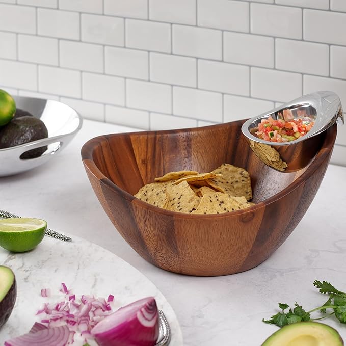 Namb챕 Harmony Chip & Dip Serving Bowl 12??x 6.5?? Acacia Wood with Removable Dip Dish for Chips & Salsa, Appetizers & Snacks, Party & Entertaining, Kitchen & Dining, Buffet & Snack Bowls