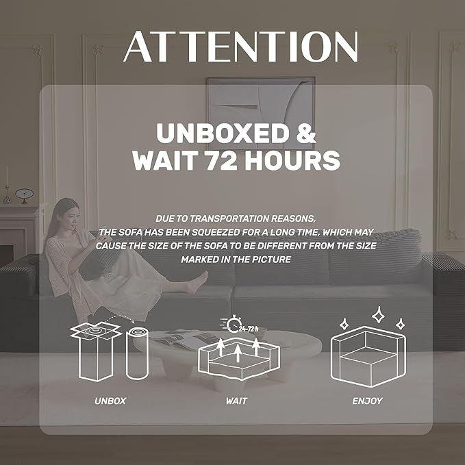 138" Modular Sofa Memory Foam Sectional Couches for Living Room, Sleeper Sofa Bed, Corduroy, Grey