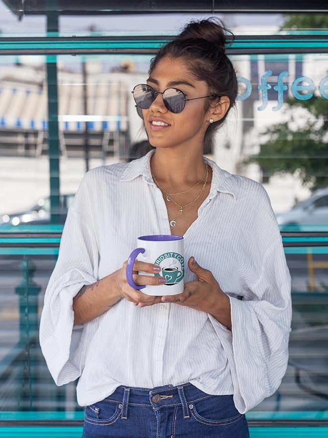 Personalized Coffee Mug | Custom Photo, Text, or Logo Cup (11oz, Purple Rim, Inner, and Handle) |Dishwasher & Microwave Safe |Unique Gift for Men & Women ?밫aza Personalizada