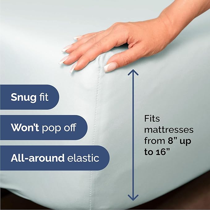Cal King 6 Piece Sheet Set - Cooling & Breathable Bed Sheets - Hotel Luxury Bed Sheets for Women, Men, Kids & Teens - Deep Pocket Bedding w/Easy Fit - Soft & Wrinkle Free - Cal King Ice Blue Sheets
