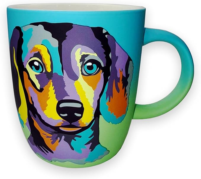 Soft Touch Dachshund Blue Mug - 18 Oz Coffee Mug with Beautiful Box - Best Gift for Dachshund Lovers - Unique Ceramic Tea Cups for Daily Use