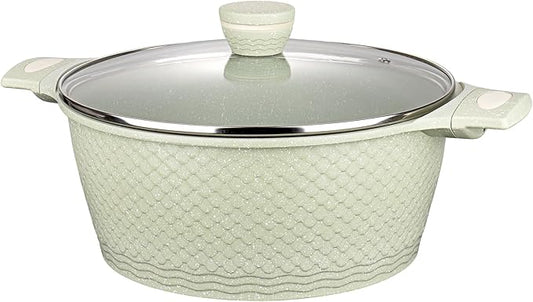 Nonstick Stock Pot with Lid 6.6QT, Large Soup Pot & Pasta Pot - Healthy Non-Toxic Granite Coating 100% PFOA/PFAS Free-Induction Compatible All Stoves - Cool-Touch Handles
