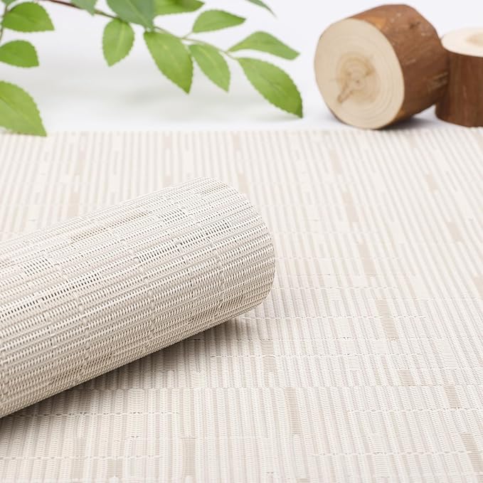 Myir JUN Table Runner, Vinyl Table Runner Indoor 55 Inch Long Arbitrarily Cropped Runner for Table Heatproof for Home Party (B-Off White, 12 x 55 inch)