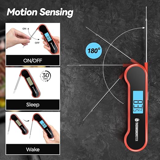0.5 Sec Instant Read Meat Thermometer Digital with 짹0.5??Precision, Food Thermometer for Cooking Kitchen Gadgets, Oven Grill Candy BBQ Essentials Accessories, Gifts for Him Dad Men Birthday, Red