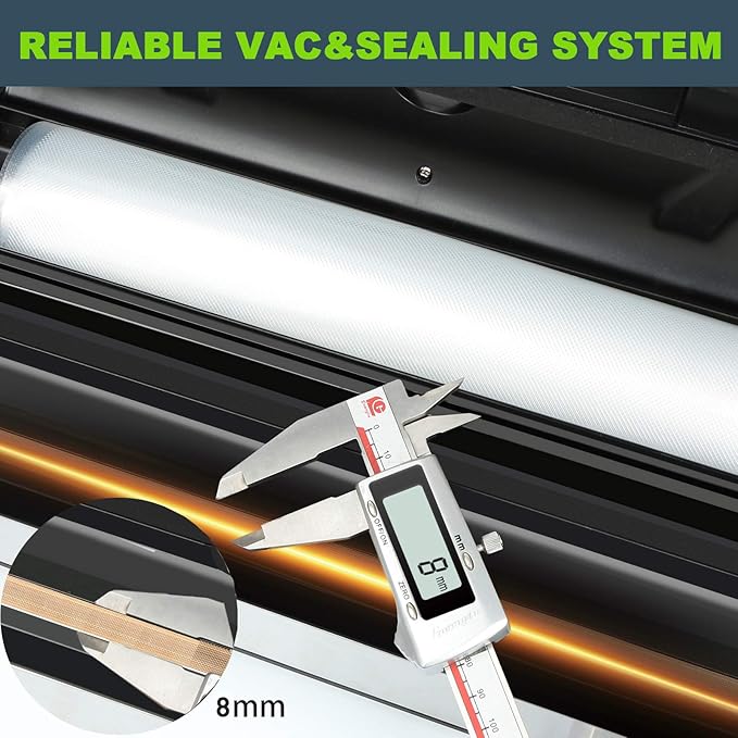 Precision Vacuum Machine,Pro Food Sealer with Built-in Cutter and Bag Storage(Up to 20 Feet Length), Both Auto&Manual Options,2 Modes,Includes 2 Bag Rolls 11?쓝16??and 8?쓝16??Compact Design