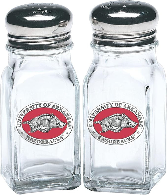 Heritage Pewter Arkansas Razorbacks Salt and Pepper Shaker Set of 2 Bottles | Expertly Crafted Pewter Glass