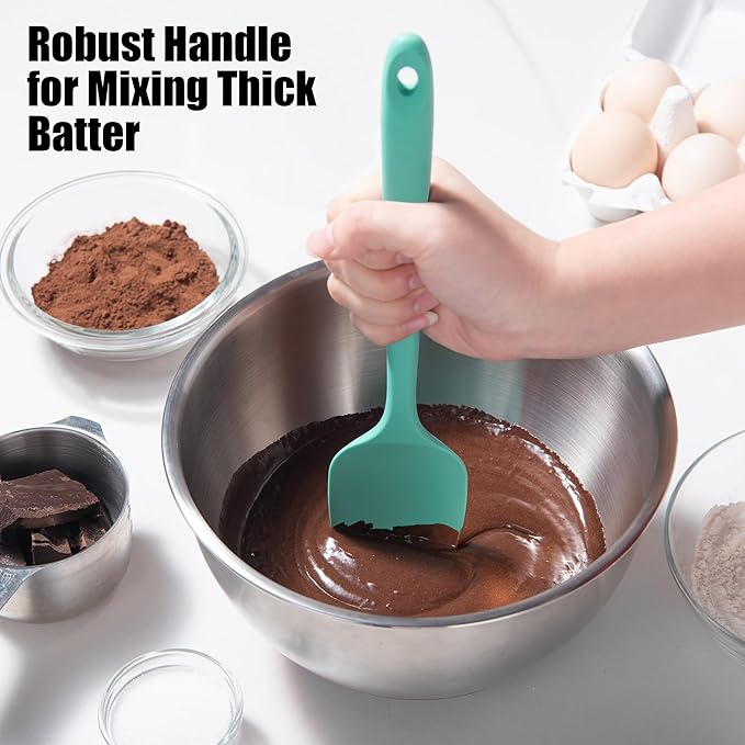 Heat Resistant Silicone Spoon Spatula, Doosu 600째F High Temp Flexible Cooking Spoons Kitchen Rubber Spoonula Scratch-Proof for Mixing Stirring Scraping Serving Non-Stick Cookware (11.4in, Aqua Sky)