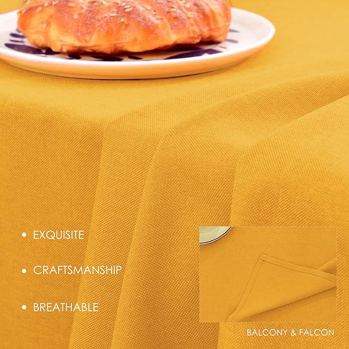 BALCONY & FALCON Table Cloth for 6 Foot Rectangle Tables ??Waterproof, Wrinkle-Free Farmhouse Tablecloth for Dining, Kitchen, Wedding, Baby Shower & Holiday Gatherings (Yellow, 55" x 95")