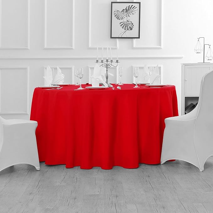 Cupuamon 60 inch Round Tablecloth Washable Polyester Table Cloth Decorative Table Cover for Wedding Party Dining Banquet（60 inch,Red）
