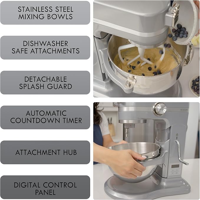 Kenmore Elite Bowl-Lift Stand Mixer ??Professional Electric Batidora de Pie for Baking Heavy Duty Countertop Kitchen Appliance with 5 & 6 Qt Stainless Steel Bowls Flat Beater Whisk Dough Hook
