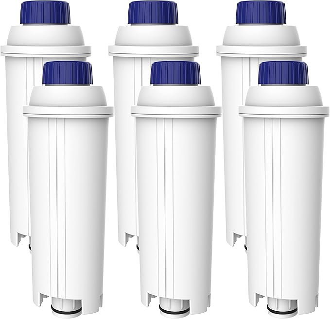 AQUA CREST Coffee Water Filter, Compatible with De'Longhi짰 Filter, DLS C002 De'Longhi짰 Water Filter, ECAM/EPAM/ETAM All Series, EC680, 6 Packs