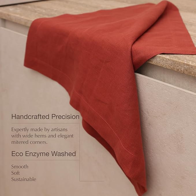 Handmade Organic Hemp Napkins ??Set of 4, 18 x 18 Inches | Rustic Christmas Table Linens, Sustainable 3-Month Growth Hemp Cloth Napkins for Holiday Dining & Family Gatherings