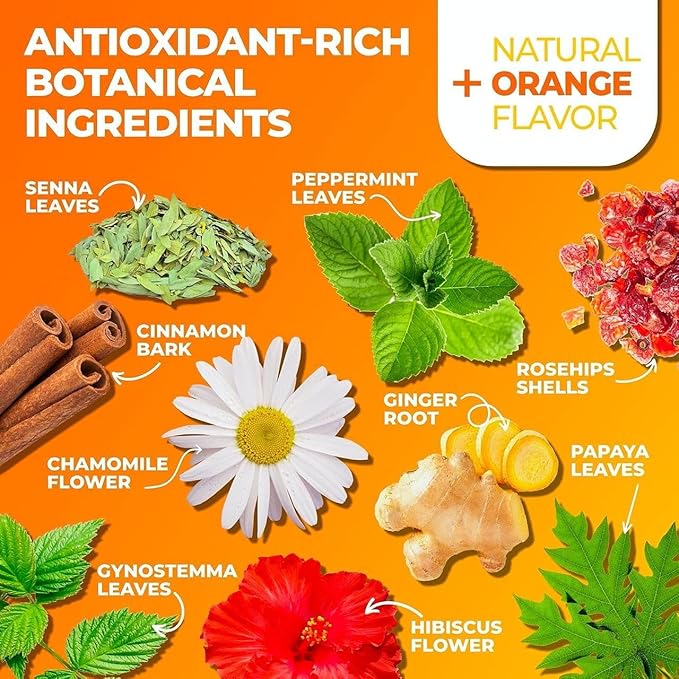 Total Tea SIimming Detox Tea Caffeine Free - 25 Day Detox - Herbal Tea with Chamomile, Hibiscus Tea & Ginger Root for Colon Cleanse ??Natural Citrus & Cinnamon Fruit Tea for Digestive Health