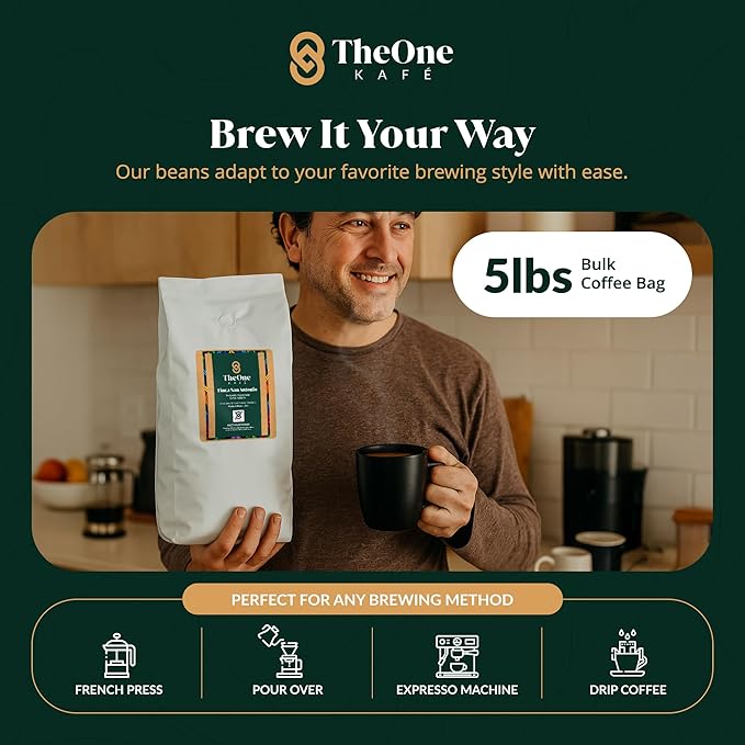 TheOne Kafé Guatemala Medium Roast Whole Bean Coffee ??Organic, Single Origin, Premium Specialty Coffee, Ethically Sourced, Smooth & Rich Flavor ??Fresh Roasted for Espresso, Drip, Pour Over ??5 lbs