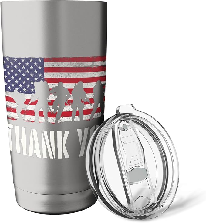 Thank You - Patriotic America Veterans Memorial Day Stainless Steel Insulated Tumbler