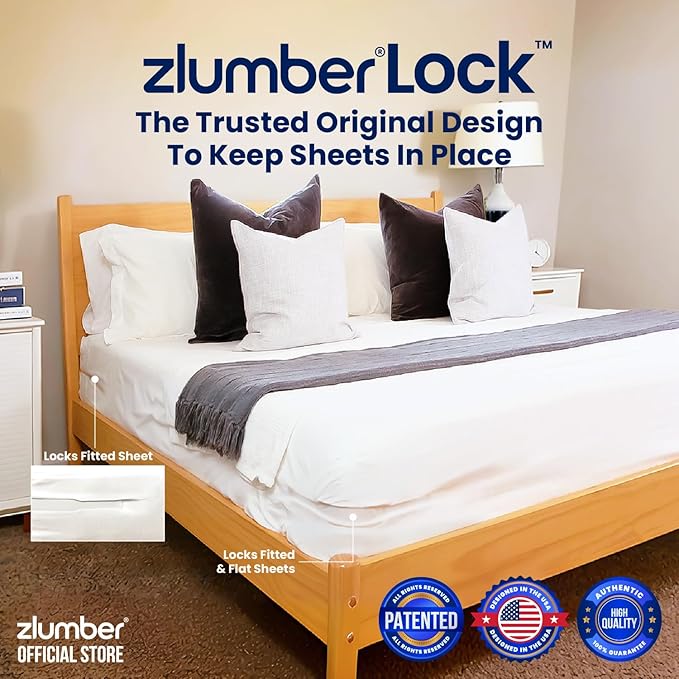 The Original USA Patented ZlumberLock ??Secure Sheet Holder with Heavy-Duty Mattress Straps ??No More Loose Bedding, Universal Fit, Easy One-Time Installation