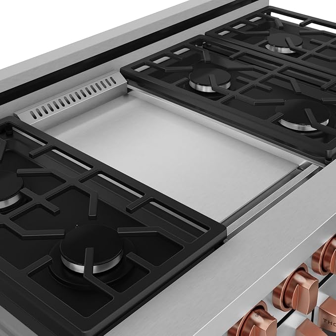 Gordon Ramsay by THOR Kitchen 48 Inch Professional Liquid Propane Range with Tilt Panel Touch Control in Stainless Steel/Rose Gold