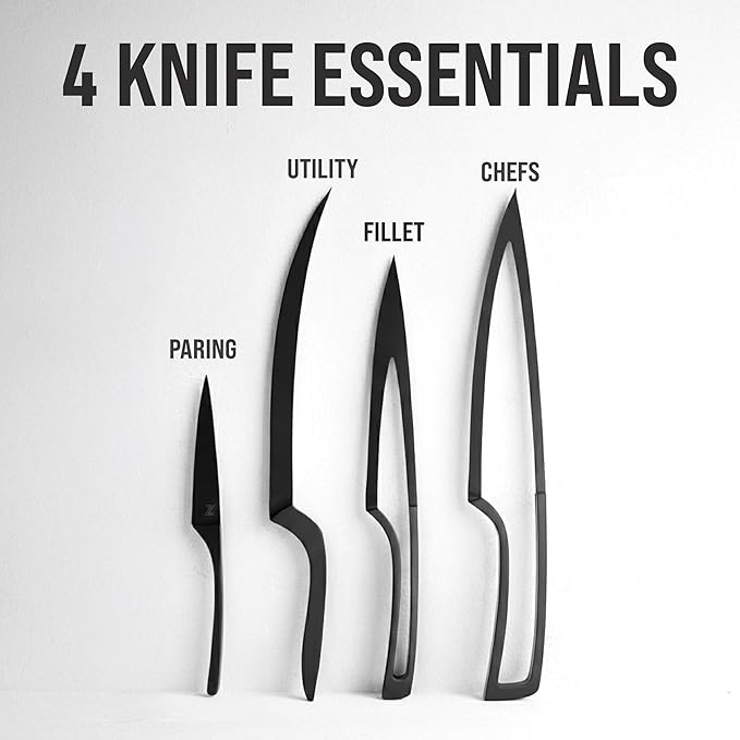 Kitchen Knife Set Stainless Steel, Chef Knife Set of 4 Pieces, Space Saving Ergonomic Design of Chef's Knives, Modern Stainless Steel Knives, Aesthetic Kitchen Essential, NestKnife Patented Technology