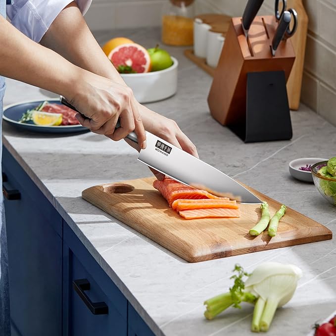 MDHAND Knife Set, 7PCS Professional Japanese Kitchen Knife Set, High Carbon Stainless Steel Chef Knife Sets - Pakkawood Handle for Professional Chef, Cooking, Cutting, Dishwasher Safe, Elegant Box