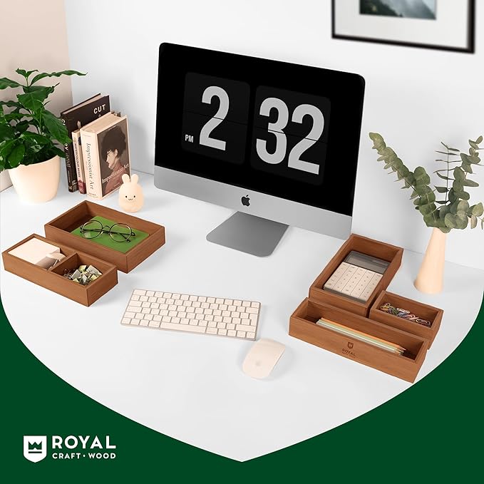 ROYAL CRAFT WOOD Premium Carbonized Bamboo Sticky Note Holder ??Elegant & Durable Post-It Note Dispenser for Office Desk Organization