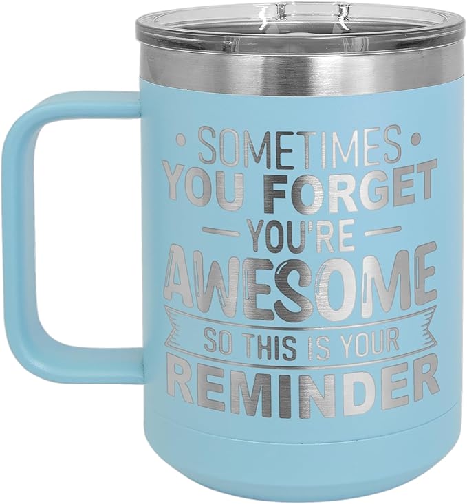 Spotted Dog Company Inspirational Travel Coffee Mug, Inspirational Gifts for Men Dad Father Wife Sister Women, Birthday For Him Her, You?셱e Awesome Tumbler, Teacher Coworker Gifts 15oz Light Blue