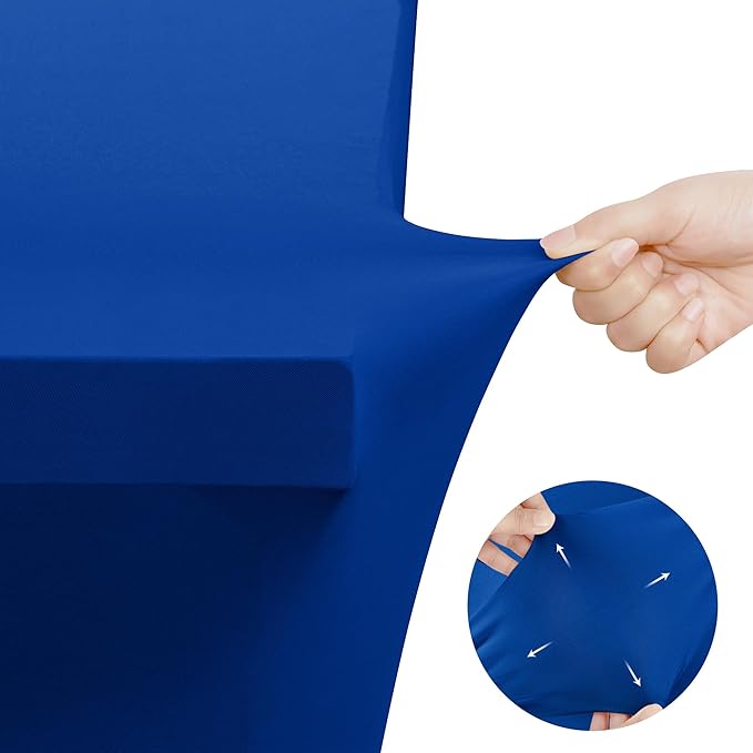 Utopia Kitchen Spandex Tablecloth 2 Pack [8FT, Royal Blue] Tight, Fitted, Washable and Wrinkle Resistant Stretch Table Cloth Rectangle Cover for Trade Show, Weddings & Parties [96Lx30Wx30H Inch]