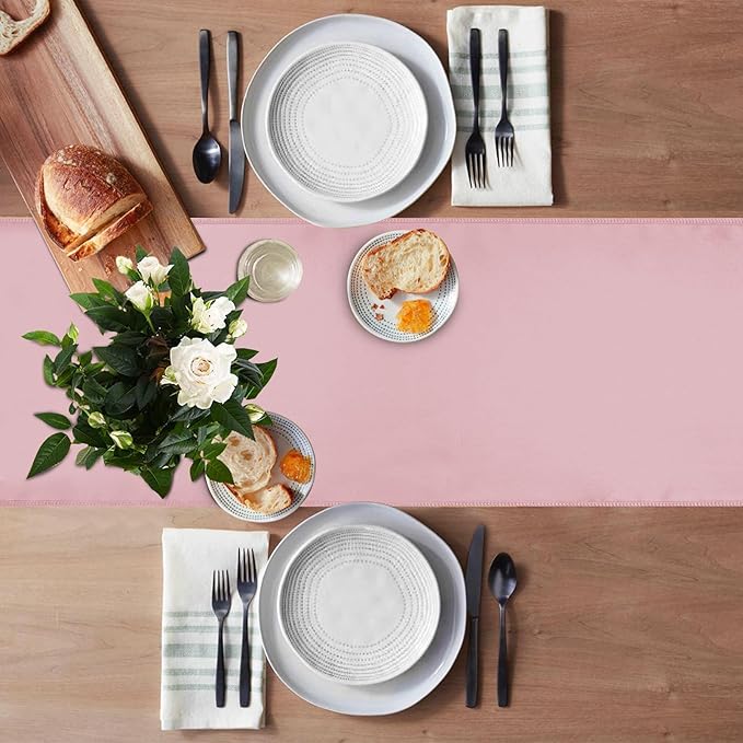 JEVIX 10 Pack Satin Table Runner 12 X 108 Inch Silk Table Runner for Party,Wedding, Birthday, Banquets,Decoration(Rose Gold)