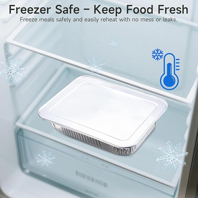 Disposable Aluminum Foil Pans with Lids 9x13-25 Pack Aluminum Foil Pans, Heavy Duty Aluminum Baking Pans for Holiday Cooking, Christmas, Thanksgiving, Parties, Meal Prep & Storage