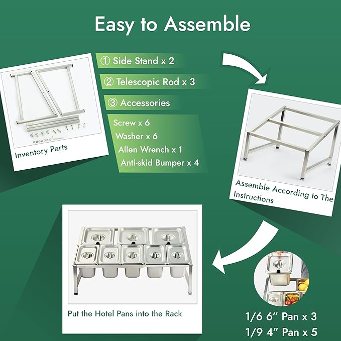 CURTA Expandable 18/8 Stainless Steel Spice Rack Set, NSF Certified, 2-Tier Inclined Organizer Shelf with 3 1/6 Pan & 5 1/9 Pan, 13.8"-23.6" Adjustable