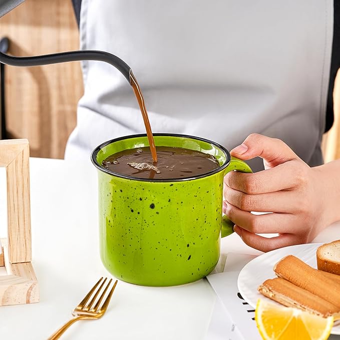 bestone Coffee Mugs Set of 4竊?6 oz Large Ceramic with Handles,Coffee,Salad,Noodles etc Cups for Cereal Latte,Vibrant Colors (Vibrant 6, 16-oz)